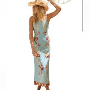 Solange Sol Angeles S-mode Aguay Embroidered 100% linen Dress coral shell